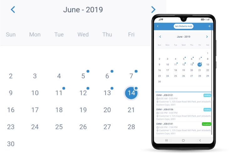 Mobile App Calendar - Sync with the Admin System