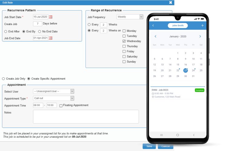 Recurring jobs - Set up your recurring work based on your service level agreements