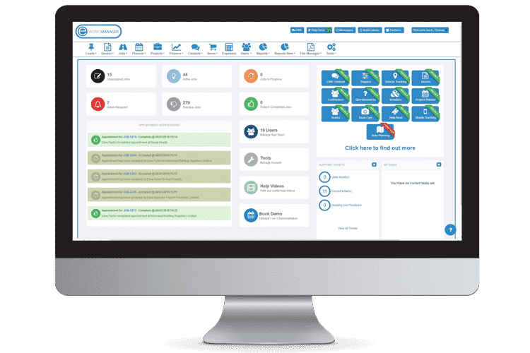 Job Card Software - Main Dashboard