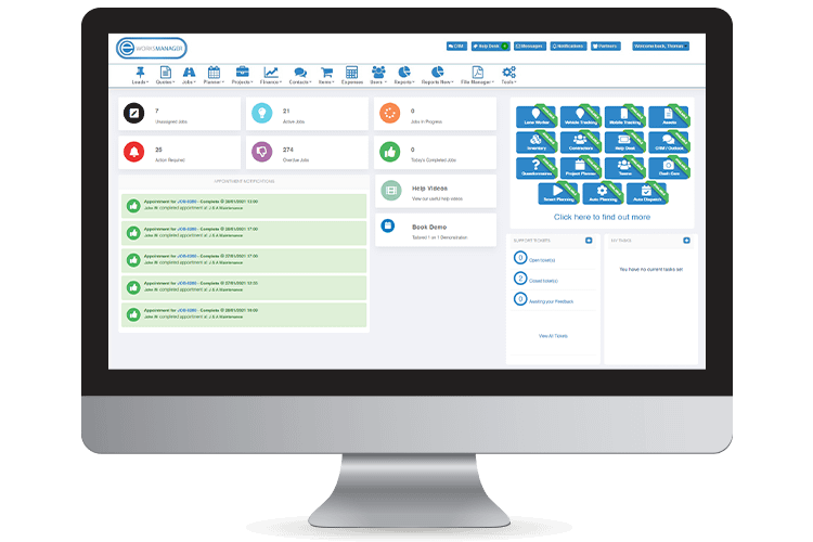 Job Managament System - Main Dashboard