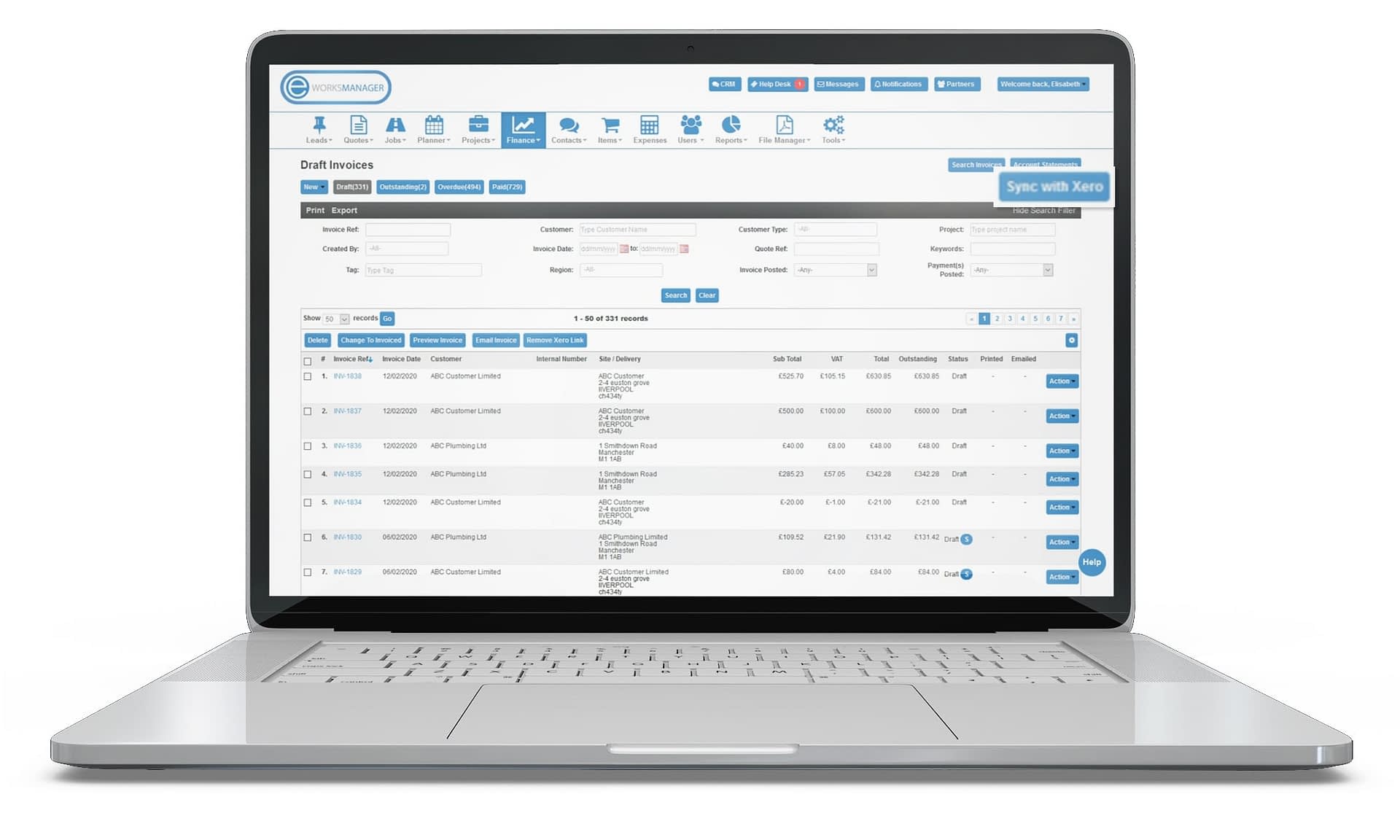 Send invoices to Xero