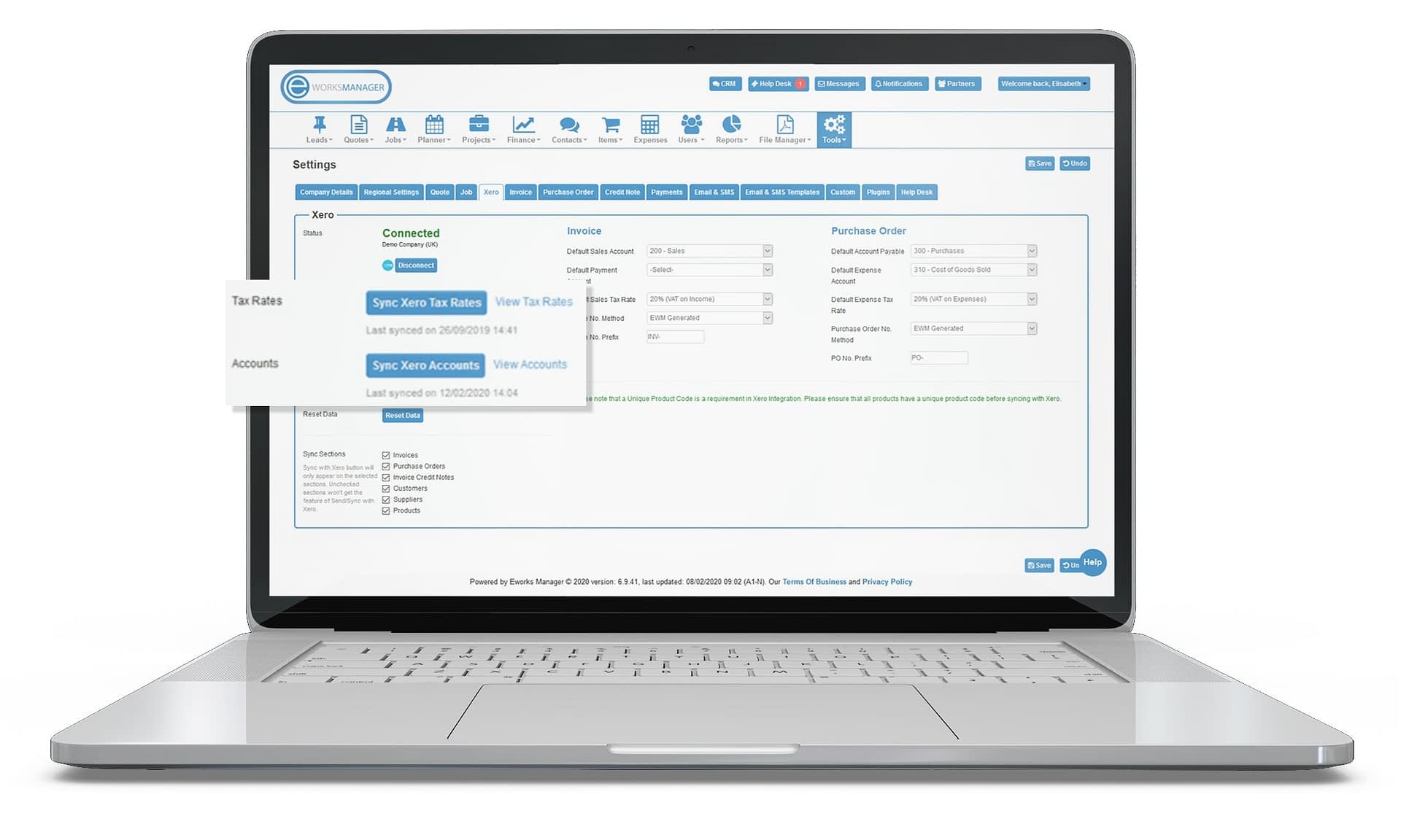 Sync accounts and tax rates