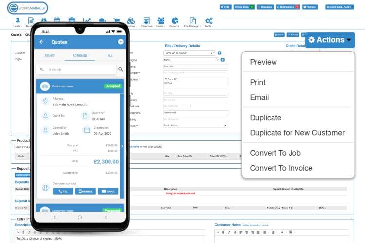 Task Management Software - Print or Email quotes directly to clients